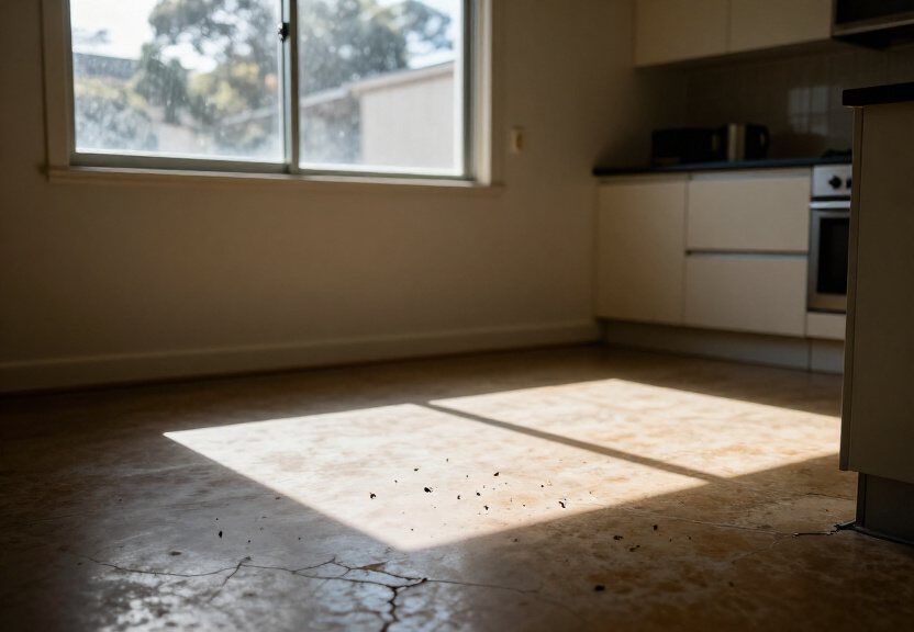 Cockroach infestation in an Airds kitchen before treatment
